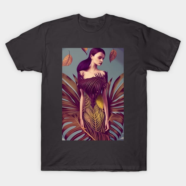 Lady dressed in Monstera Deliciosa Leaves T-Shirt by Christine aka stine1